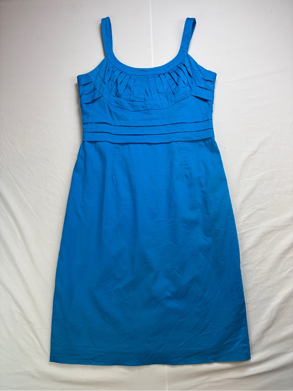 Calvin Klein Bright Blue Pleated Top Scoop Neck Dress Sz 10 Party Wedding Guest